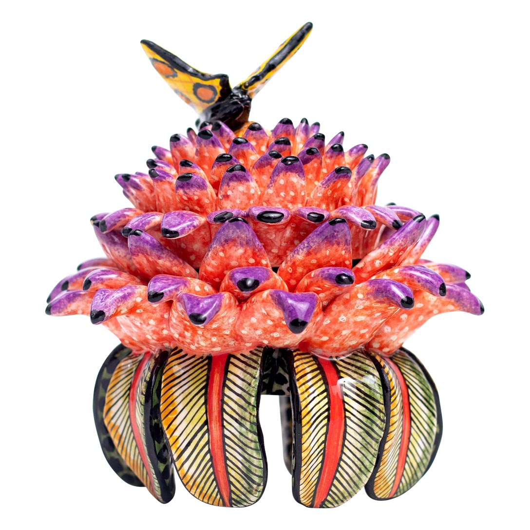 Butterfly on protea flower jewelry box