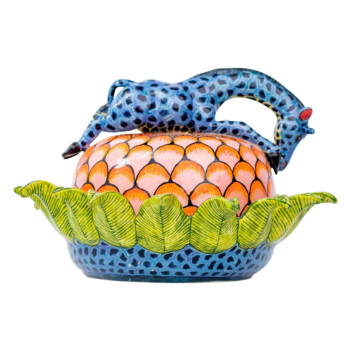 Giraffe & protea butter dish