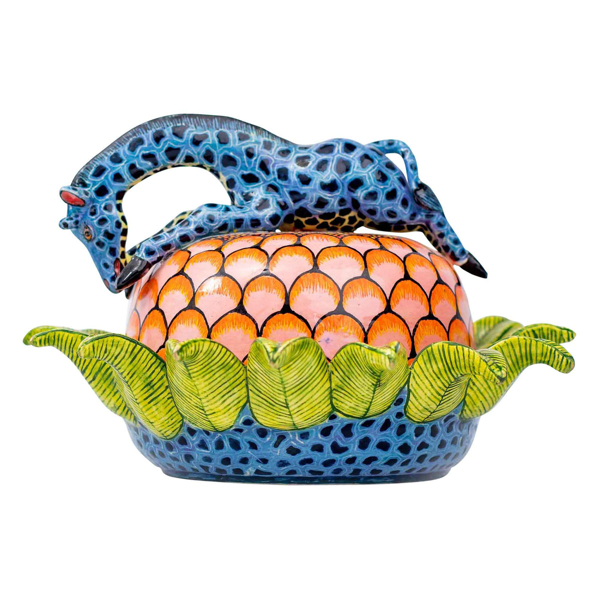 Giraffe & protea butter dish