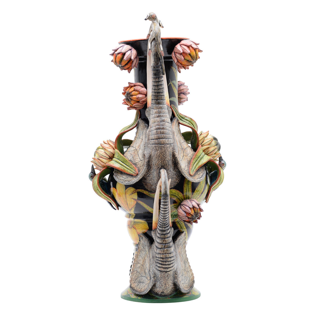 Elephant & protea vase