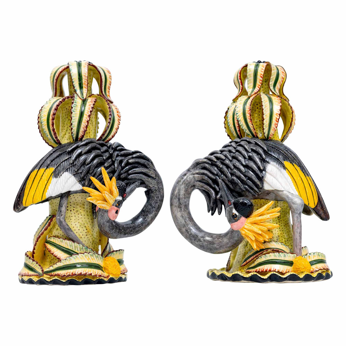 Pair Of Crane Bird Candlesticks