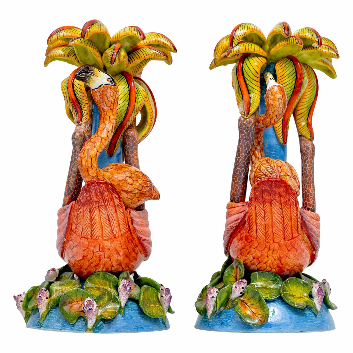 Pair of flamingo candlesticks