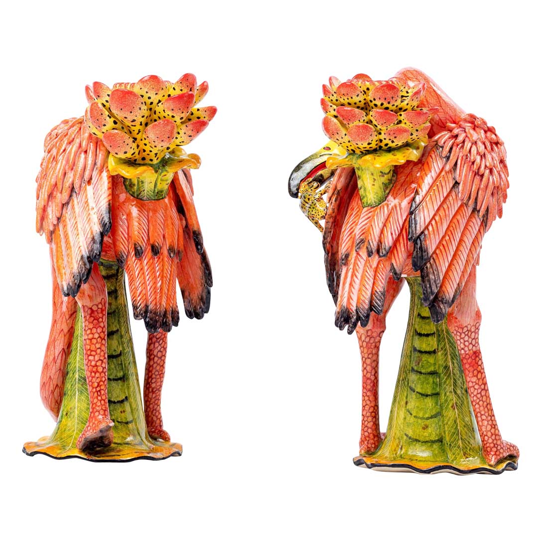 Pair of flamingoes candlesticks