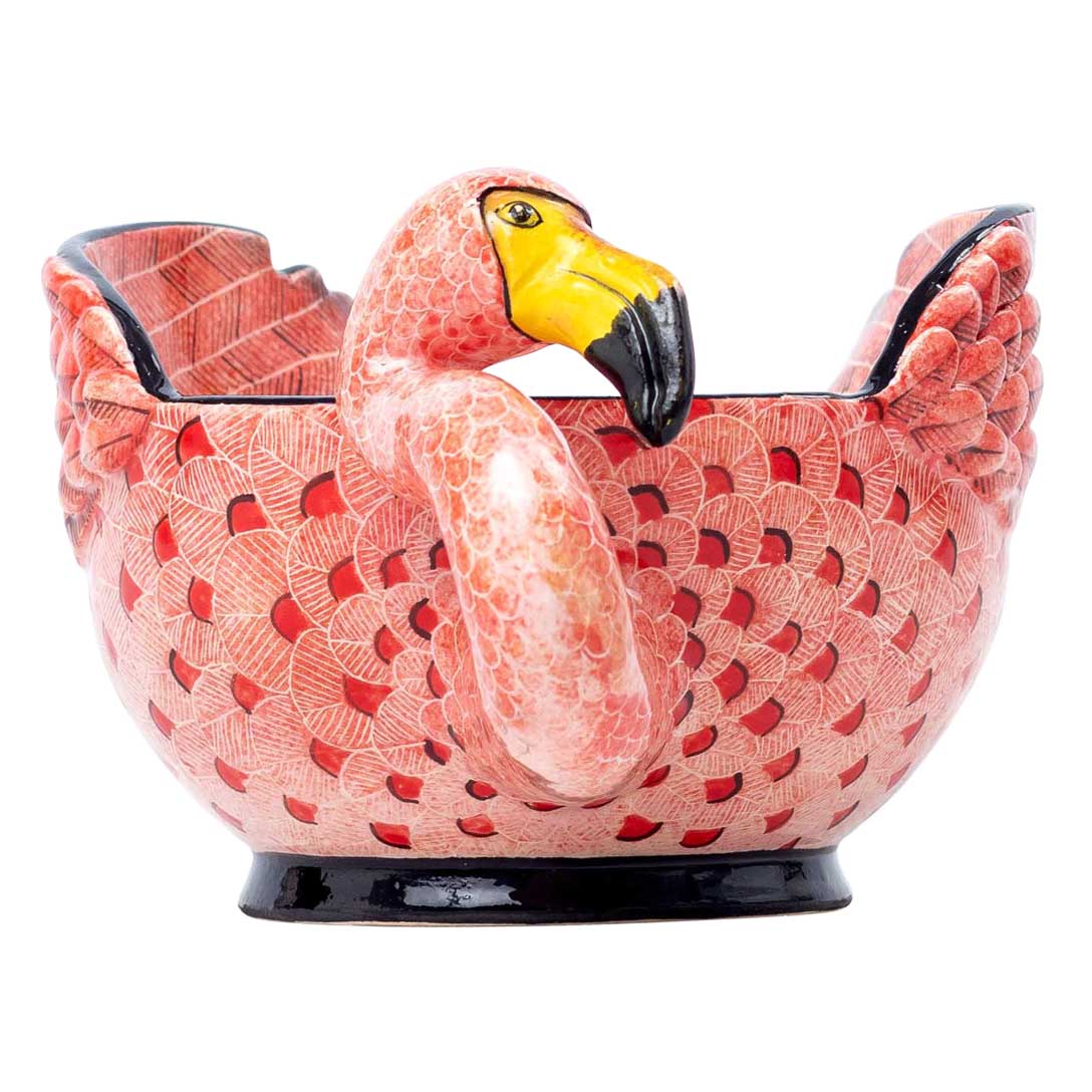 Flamingo, pink & black peanut bowl