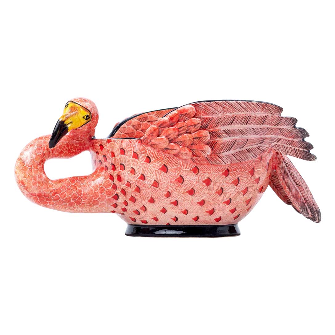 Flamingo, pink & black peanut bowl