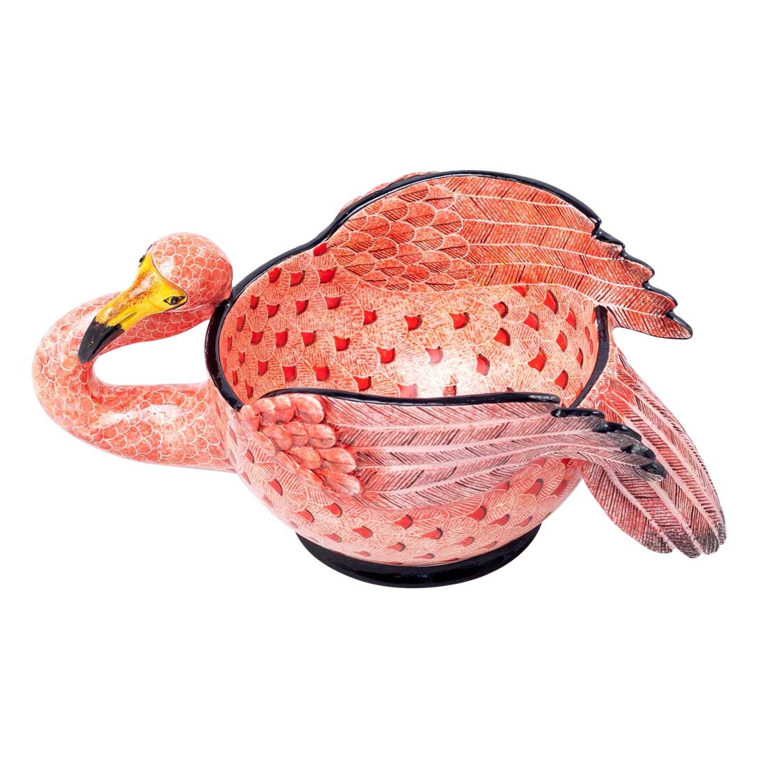 Flamingo, pink & black peanut bowl
