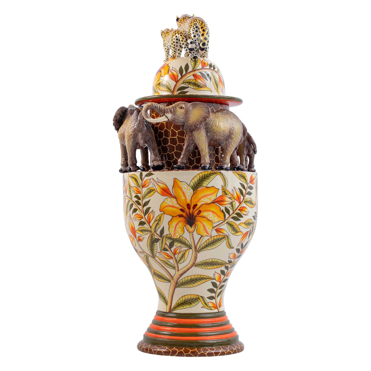 Leopard & elephant urn