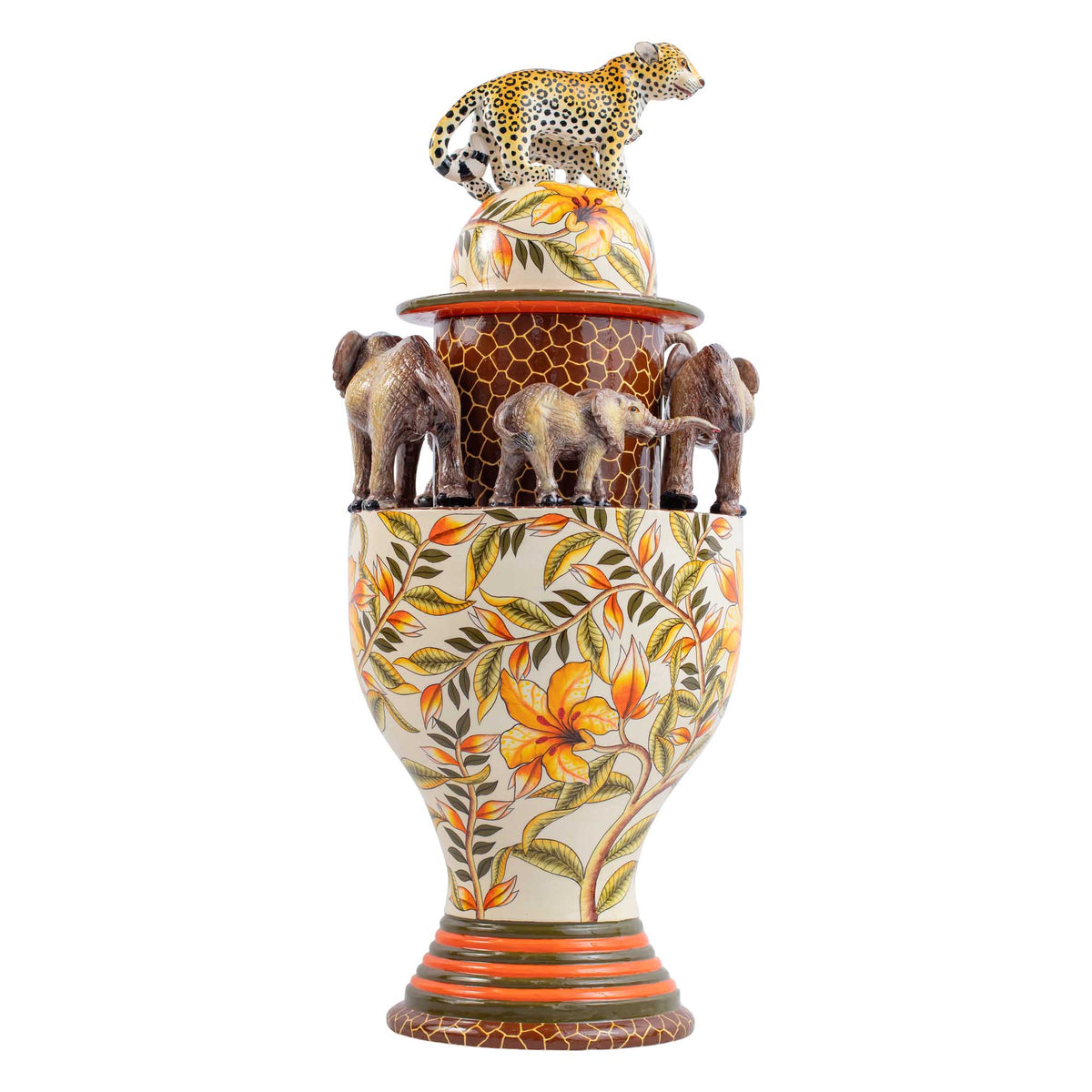 Leopard & elephant urn