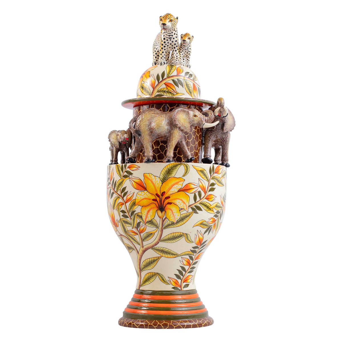 Leopard & elephant urn