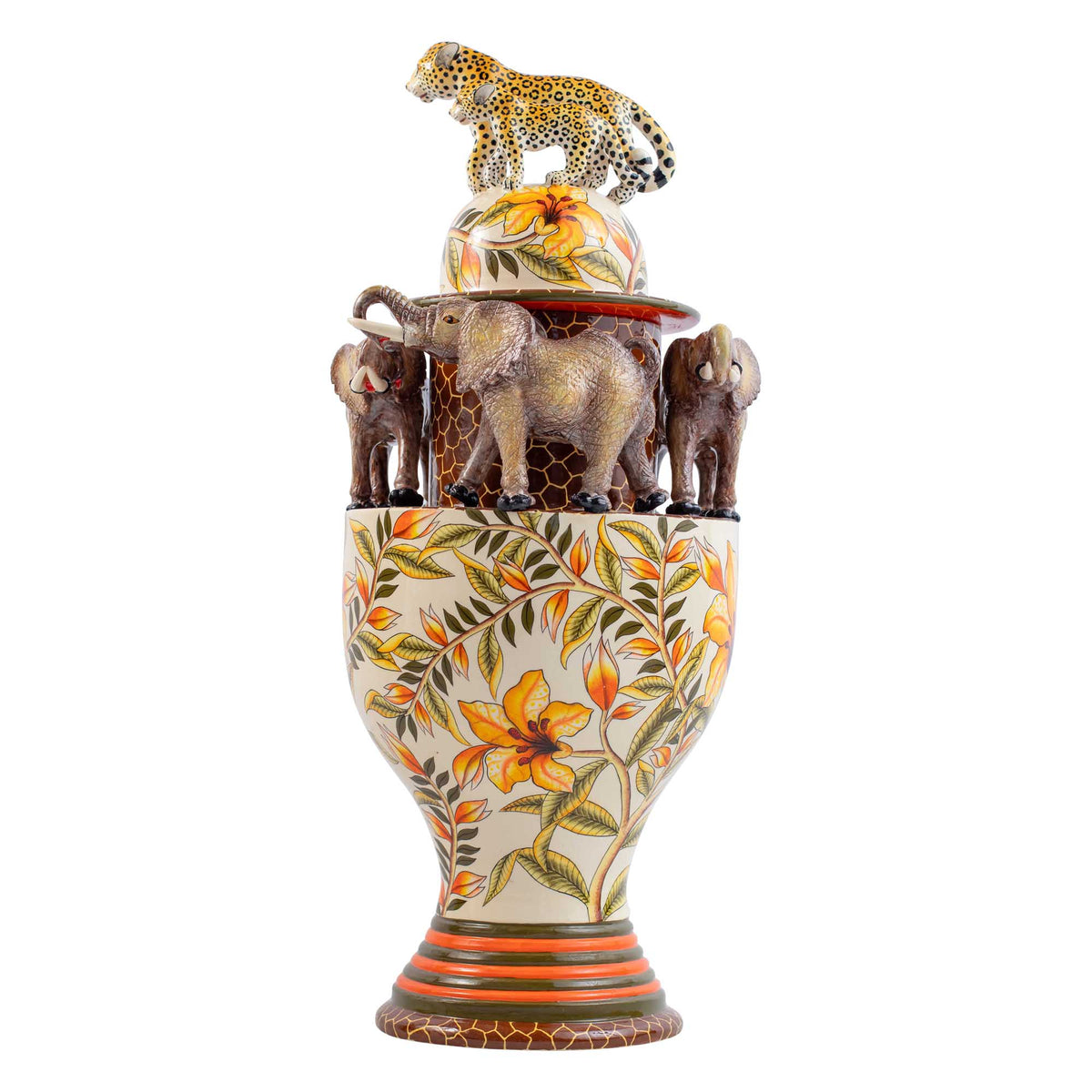 Leopard & elephant urn