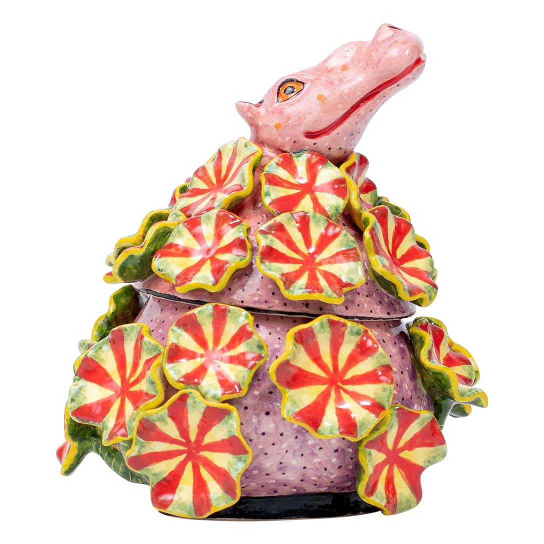 Hippo & waterlily jewelry box