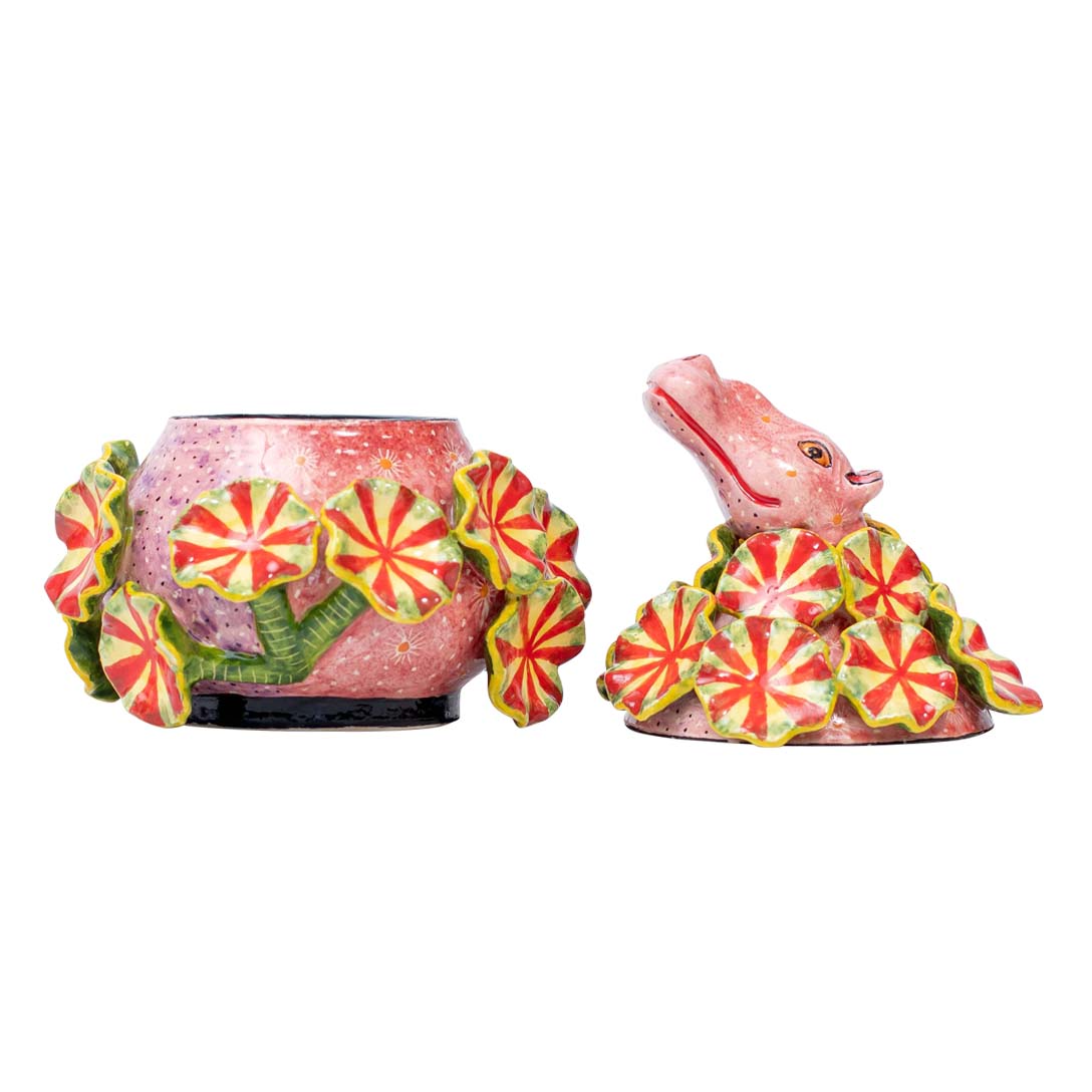 Hippo & waterlily jewelry box