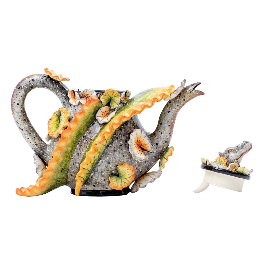 Hippo & water lily teapot