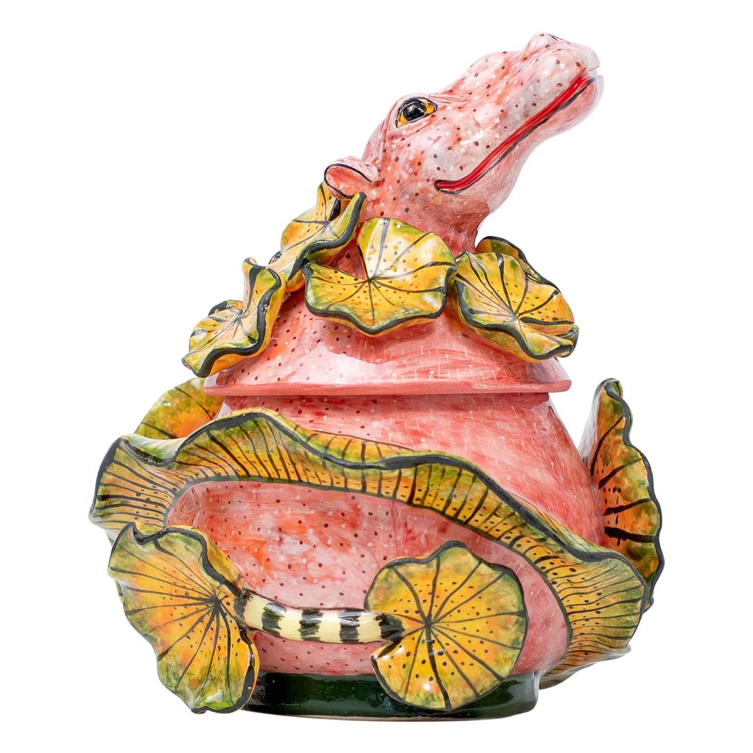 Hippo & waterlily jewelry box