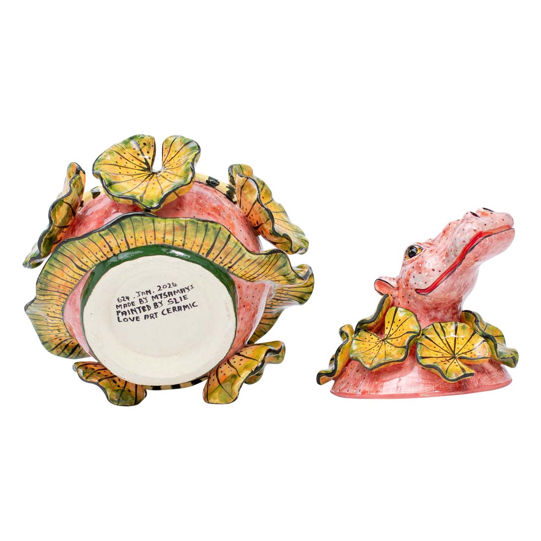 Hippo & waterlily jewelry box