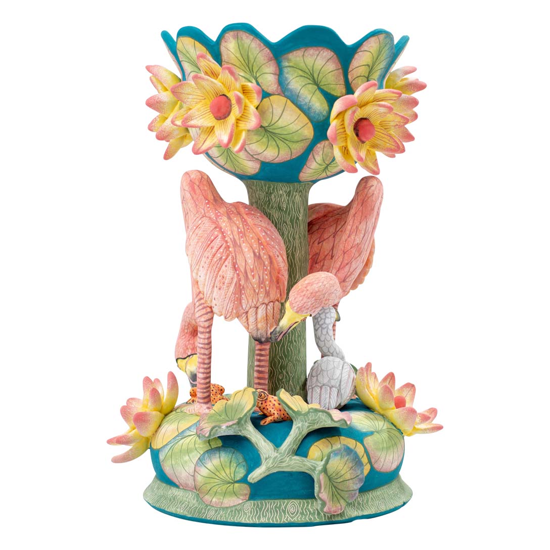 Flamingo & waterlily sweet dish bowl