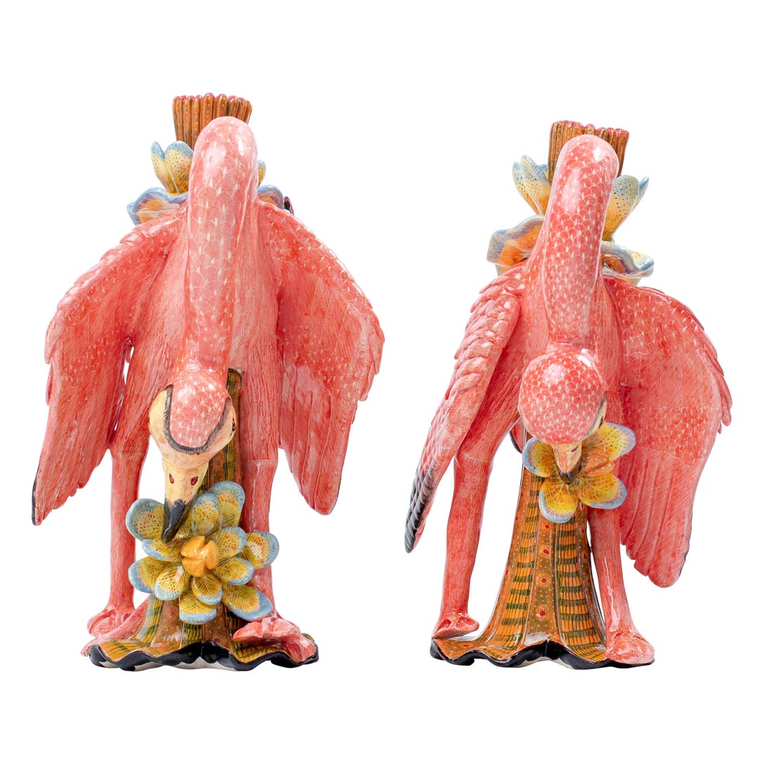 Pair of flamingo candlesticks