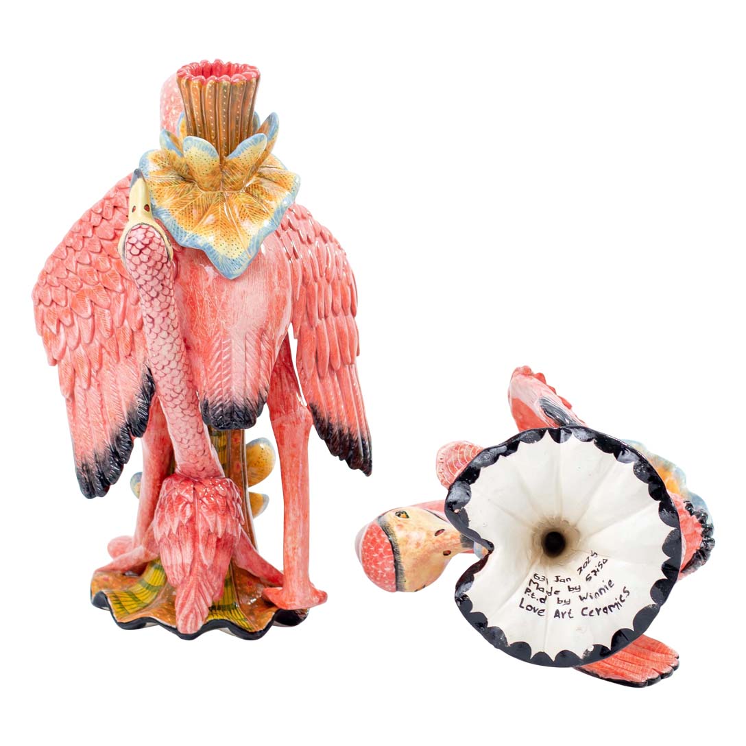 Pair of flamingo candlesticks