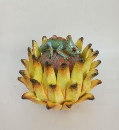 Protea & chameleon jewelry box