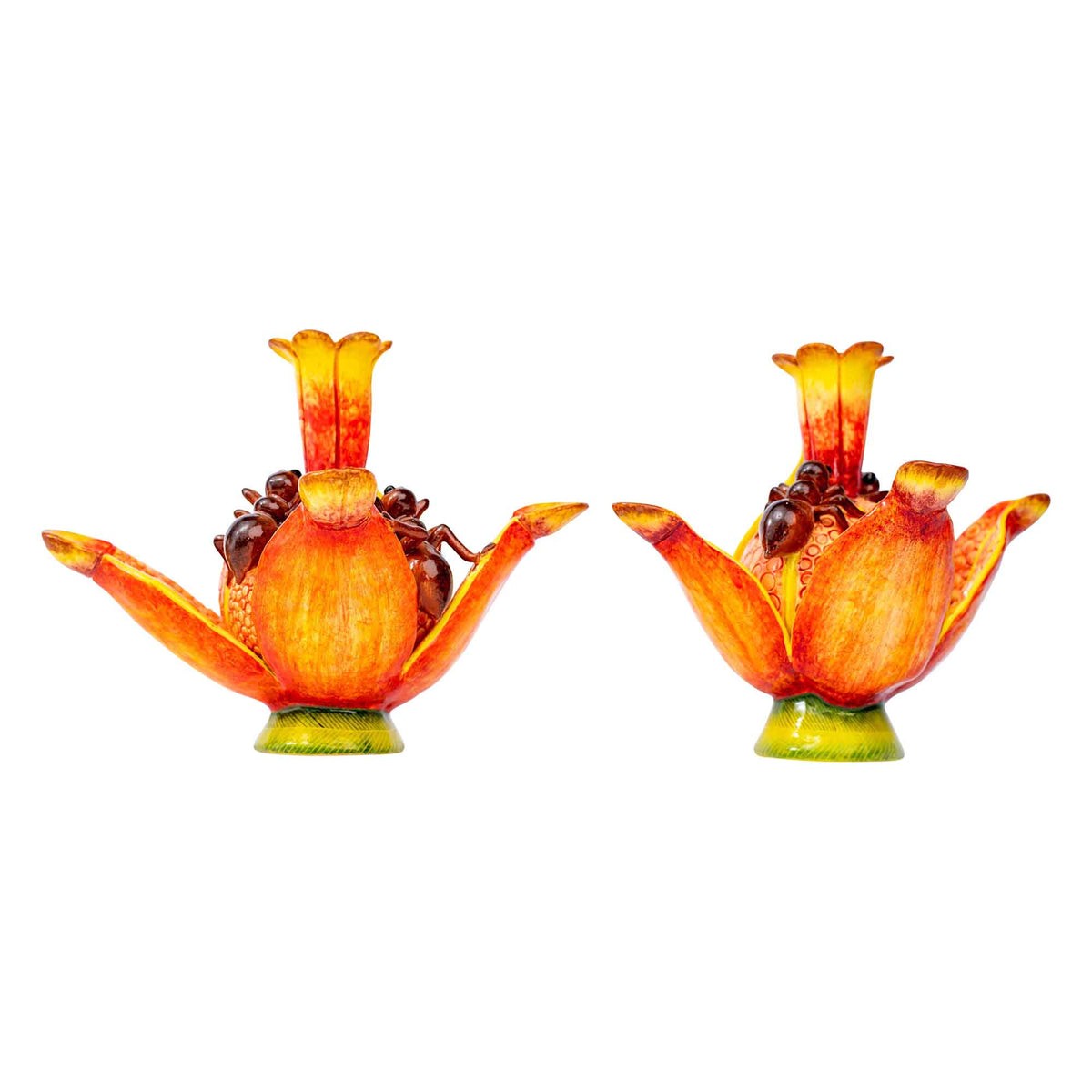 Pair of pomegranate candlesticks