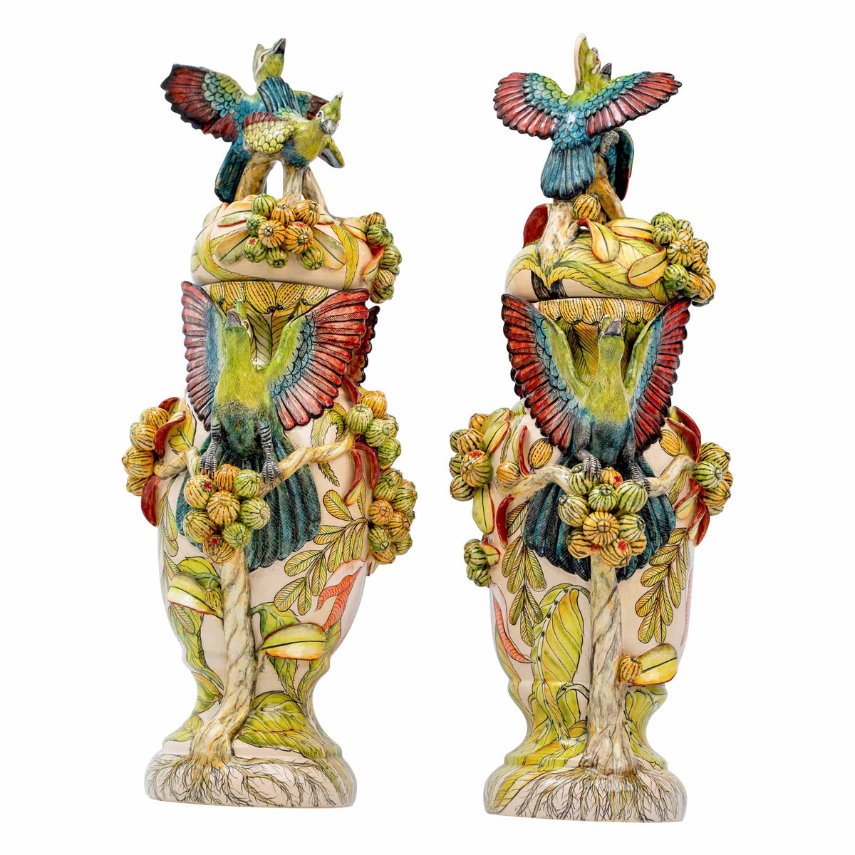 Pair Lori Bird Urns
