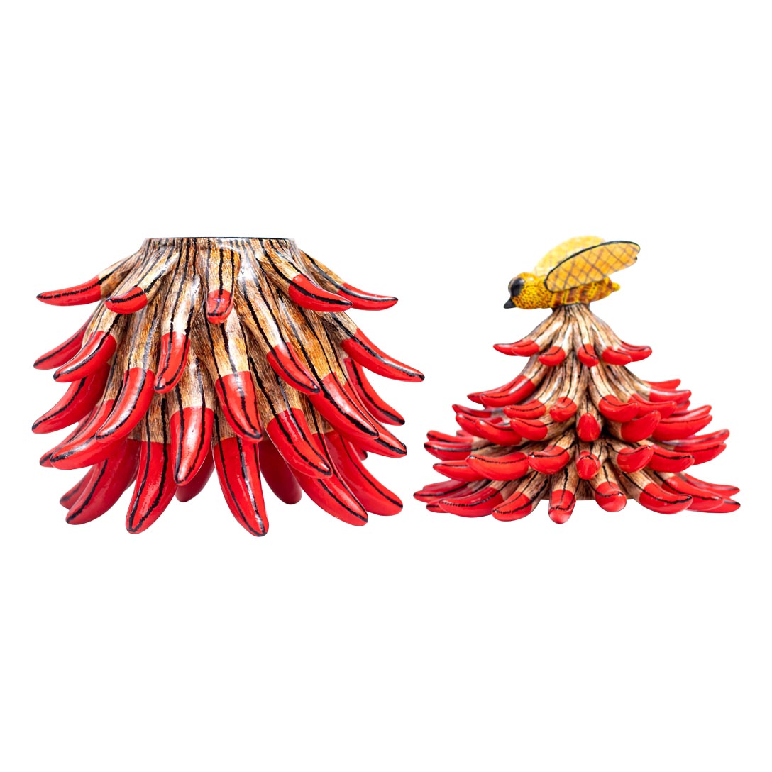 Coral, bee, red jewelry box