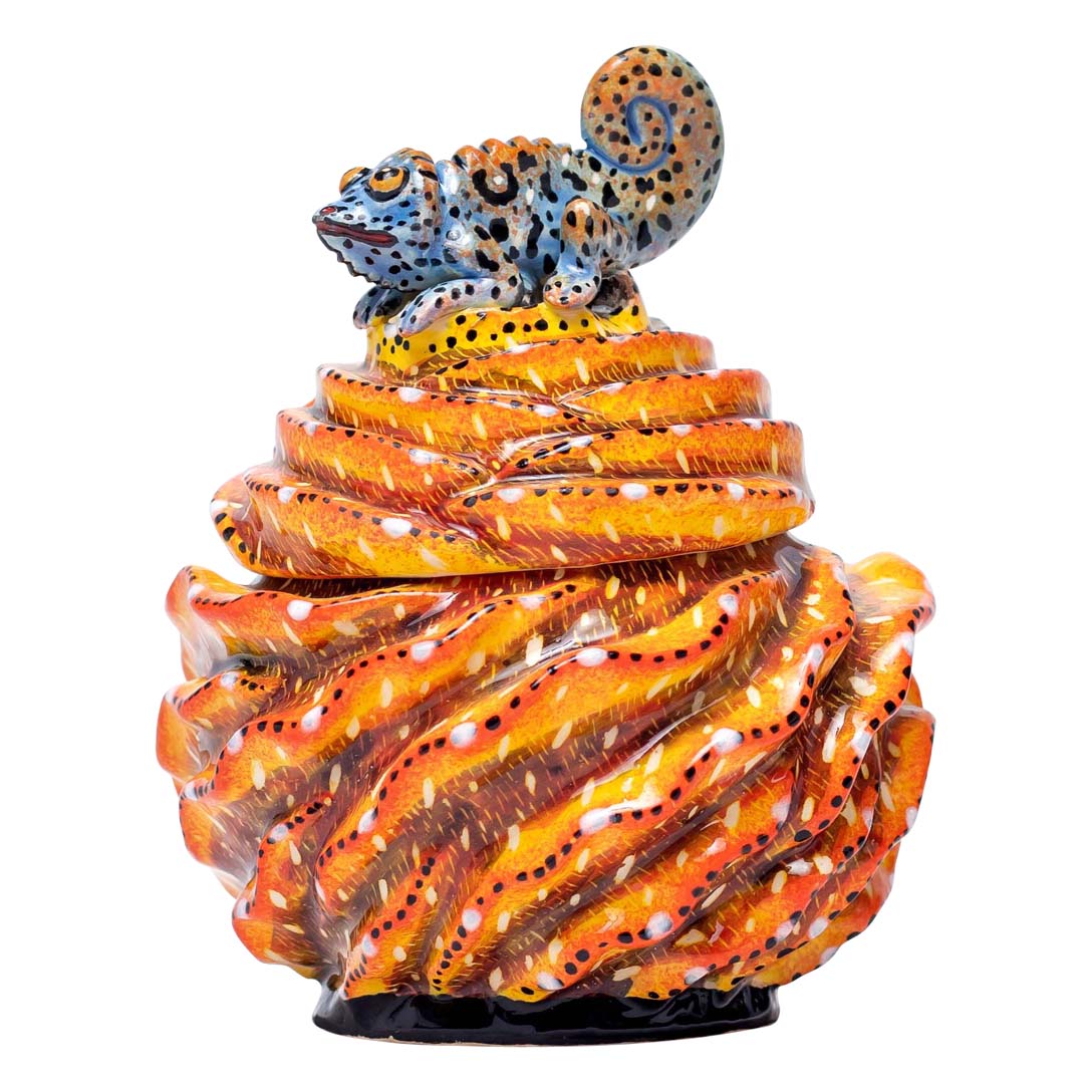 Succulent chameleon jewelry box