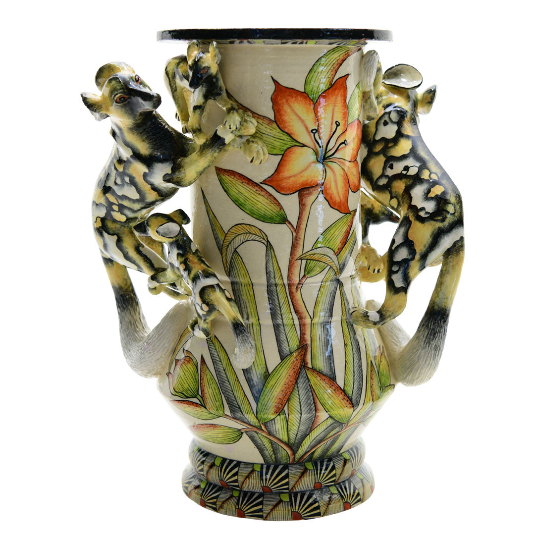 Wild dog vase