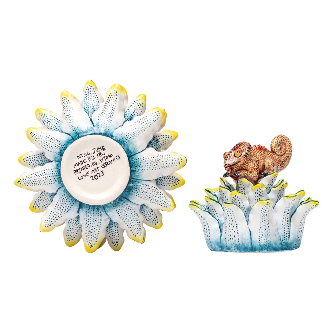 Succulent chameleon jewelry box