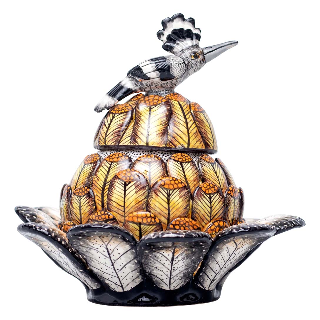 Protea, hoopoe bird jewelry box