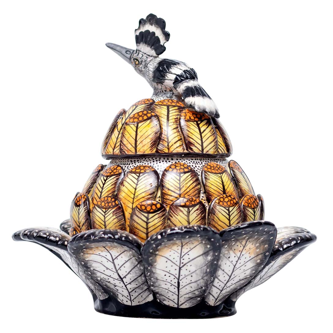 Protea, hoopoe bird jewelry box