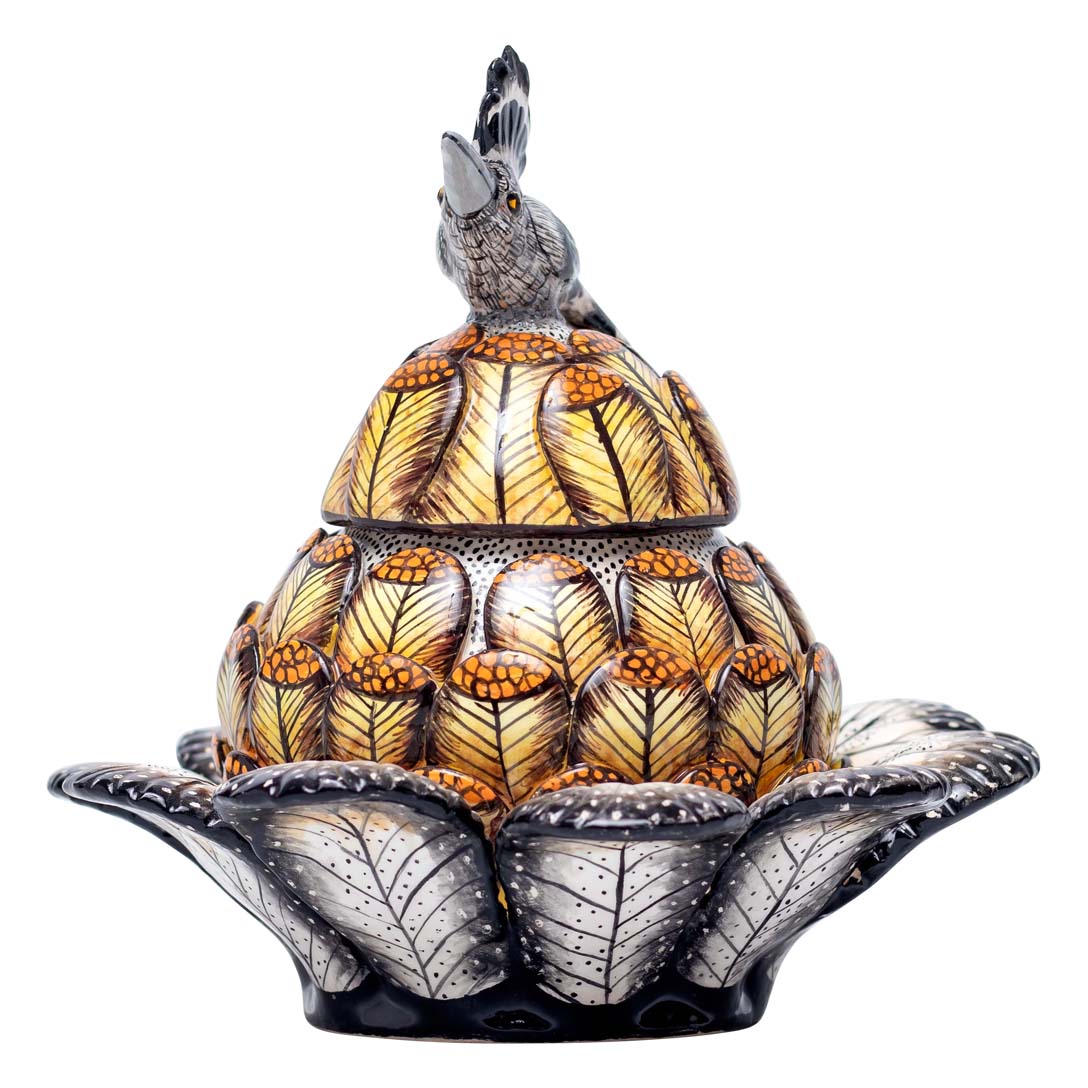 Protea, hoopoe bird jewelry box