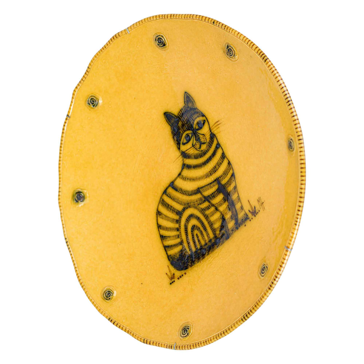 Ochre glazed cat plate