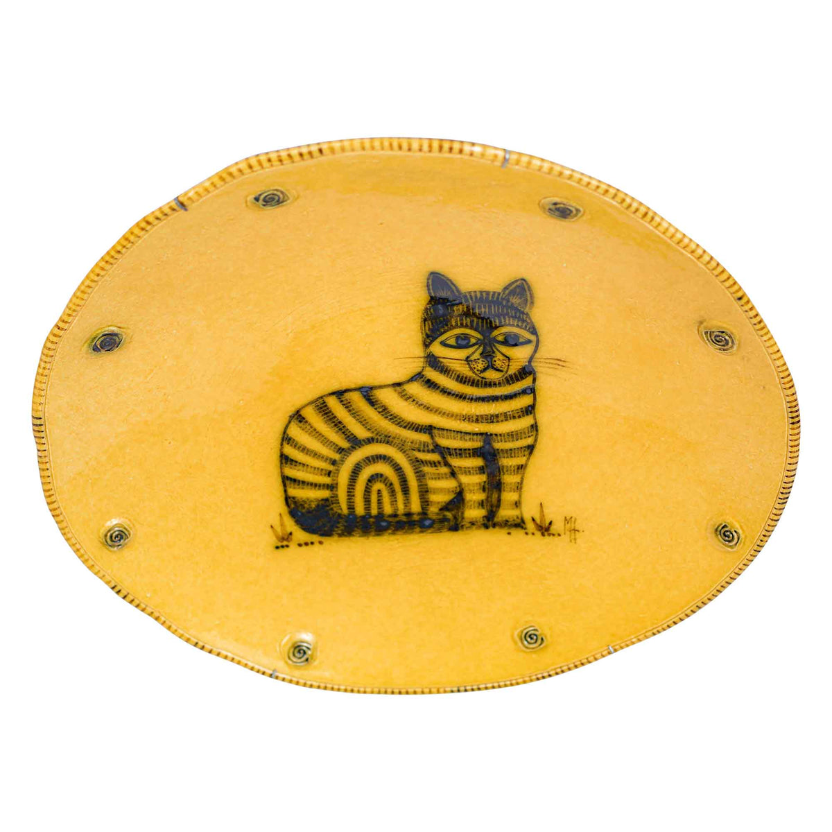 Ochre glazed cat plate