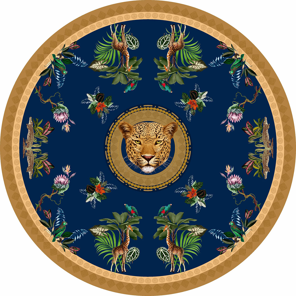 Blue round tablecloth