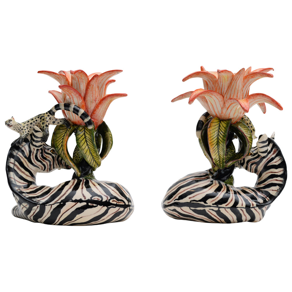 Pair of zebra candlesticks