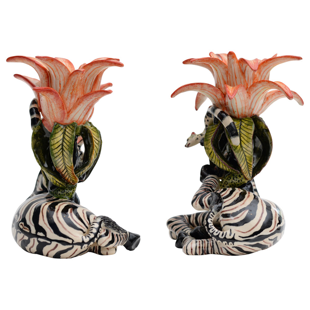 Pair of zebra candlesticks
