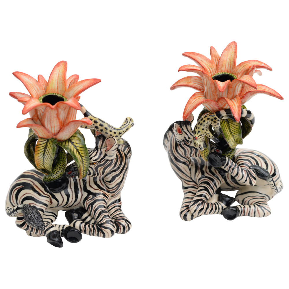Pair of zebra candlesticks