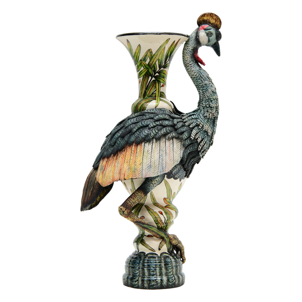 Crested crane vase