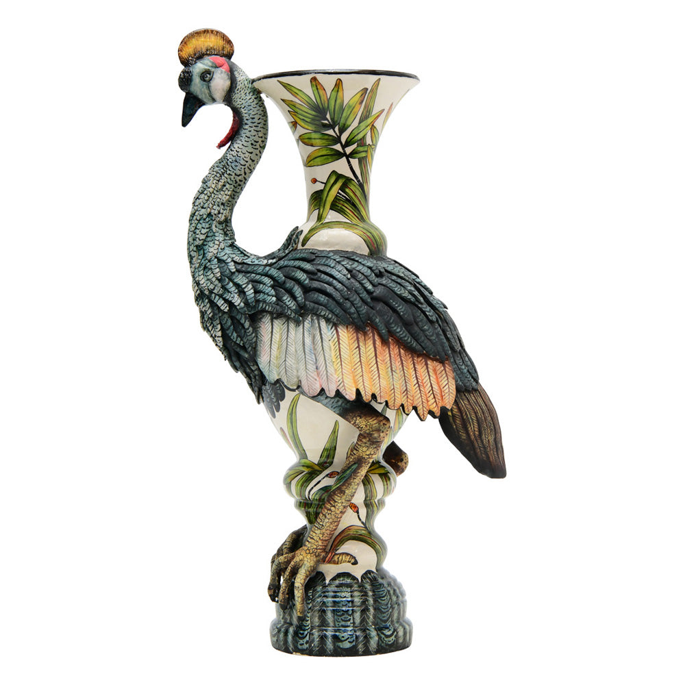Crested crane vase