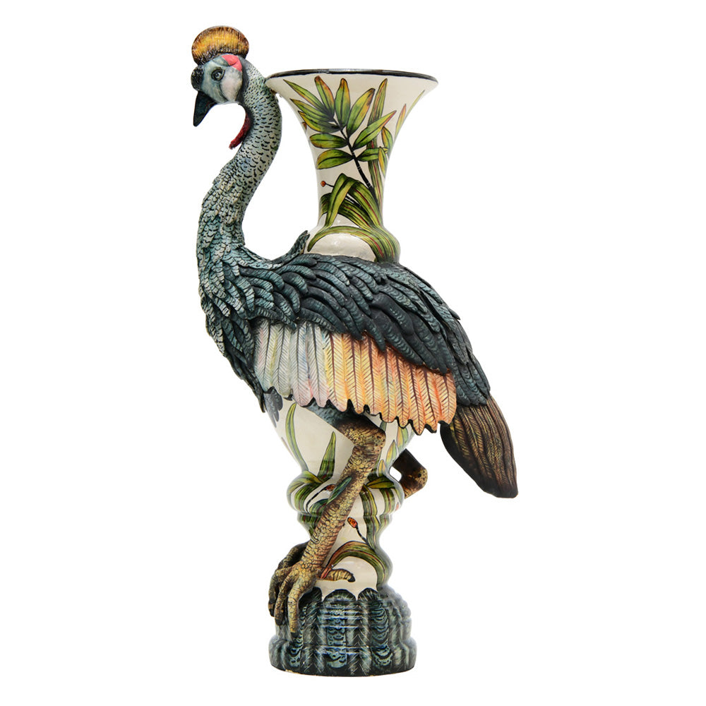 Crested crane vase