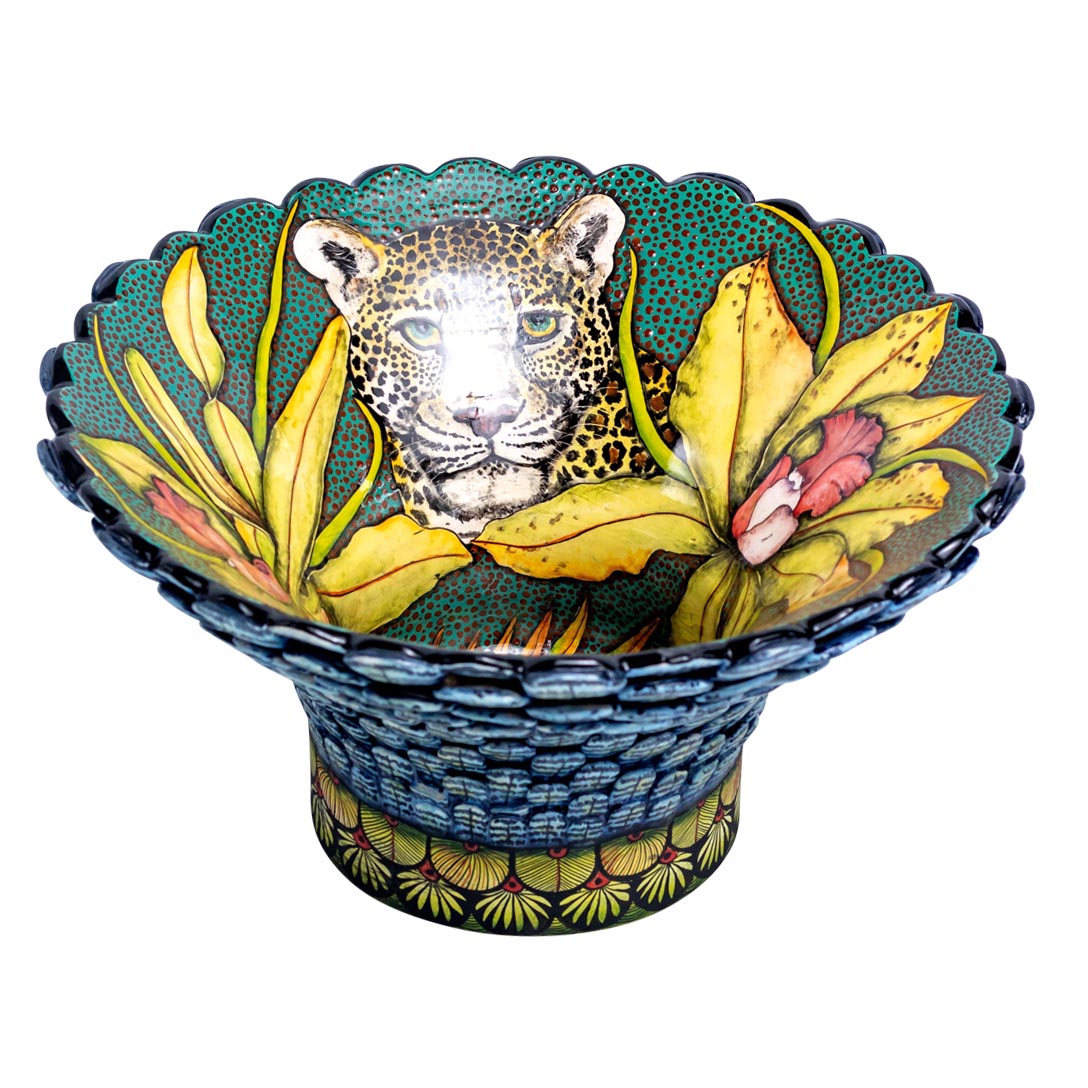 Leopard, feathers, pattern bowl