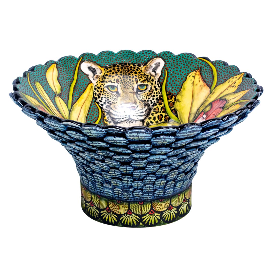 Leopard, feathers, pattern bowl