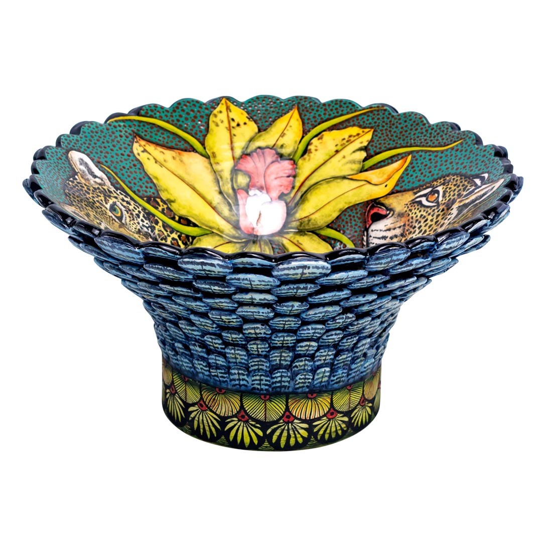 Leopard, feathers, pattern bowl