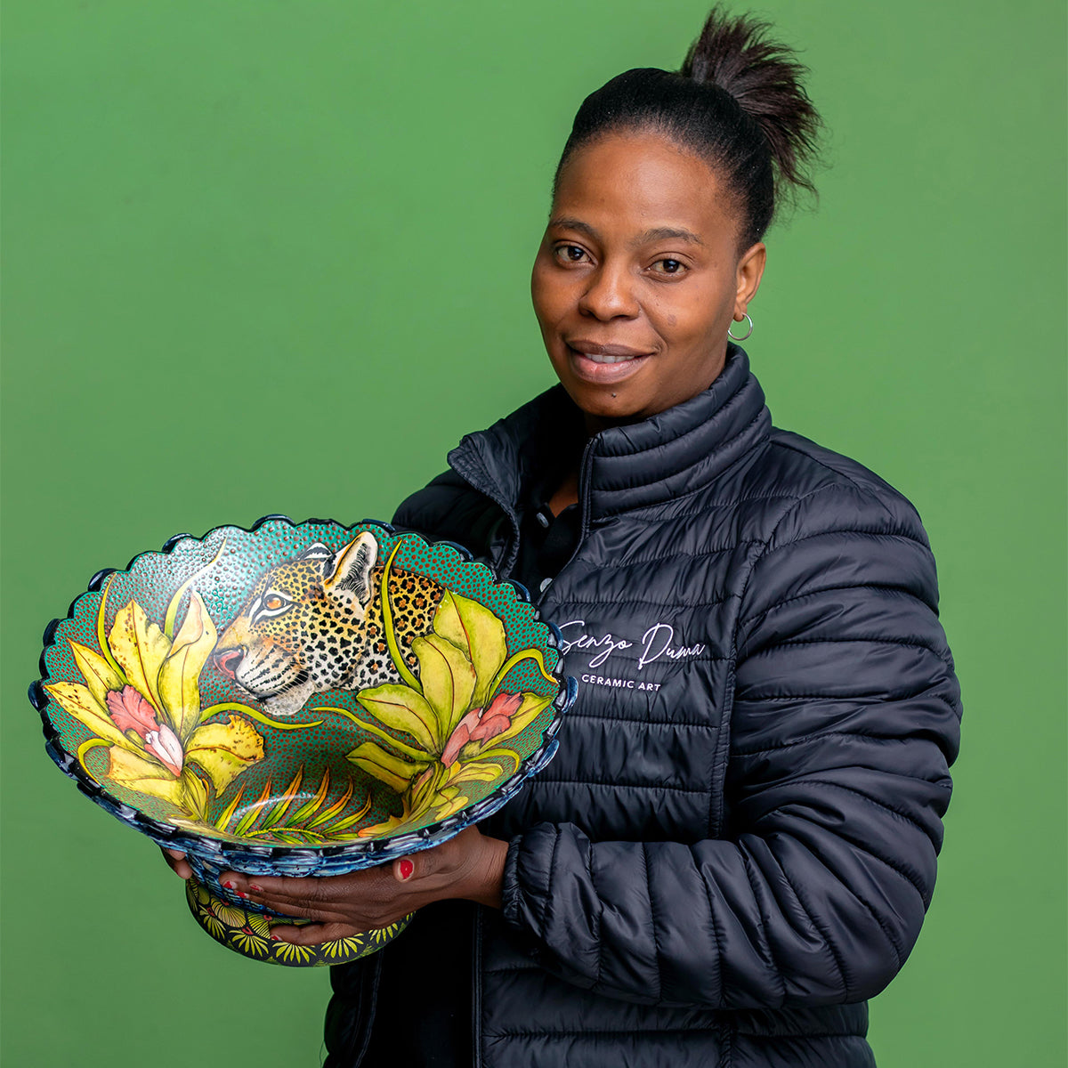 Leopard, feathers, pattern bowl