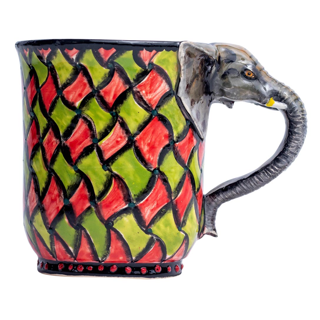 Elephant, rhombus pattern mug