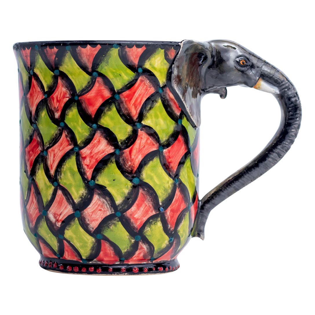 Elephant, rhombus pattern mug