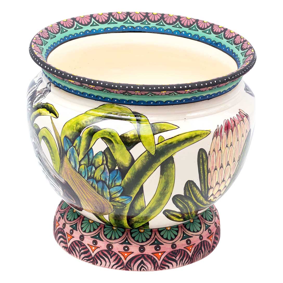 Zebra & protea flowers planter