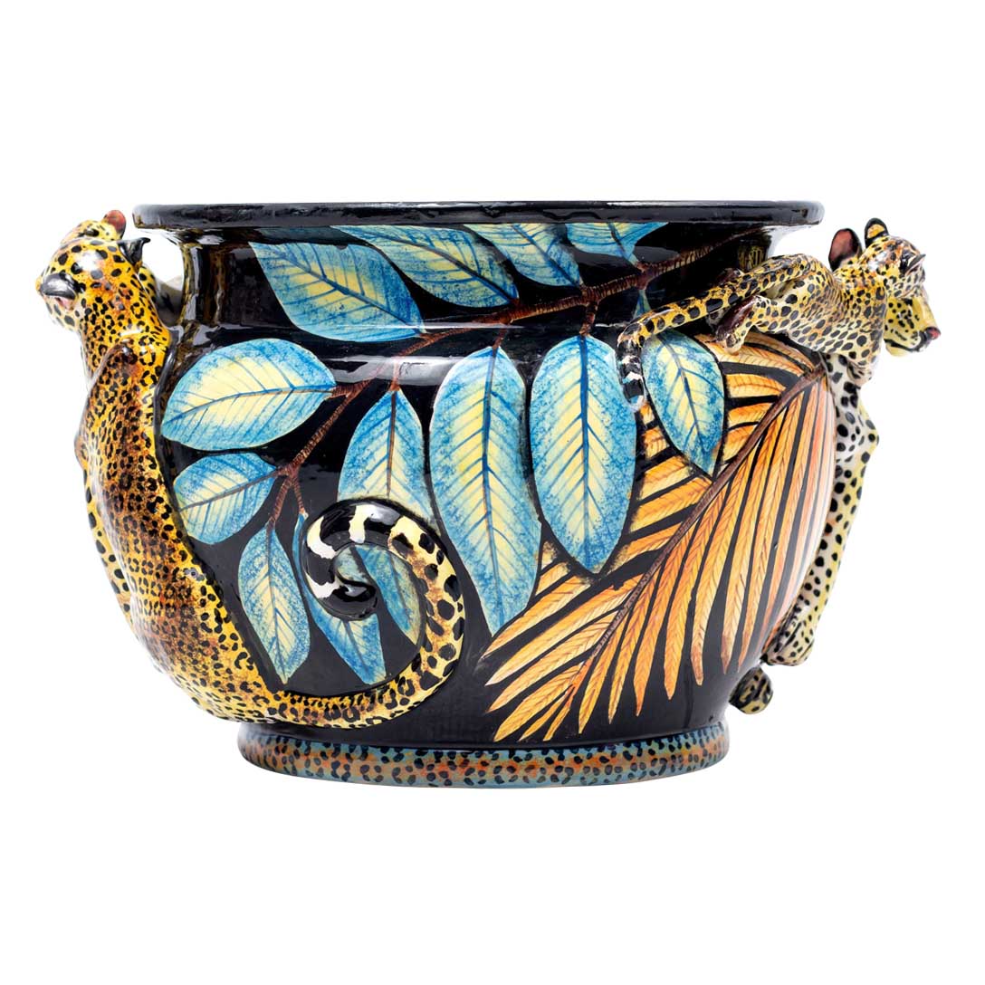 Leopard & hibiscus flower planter