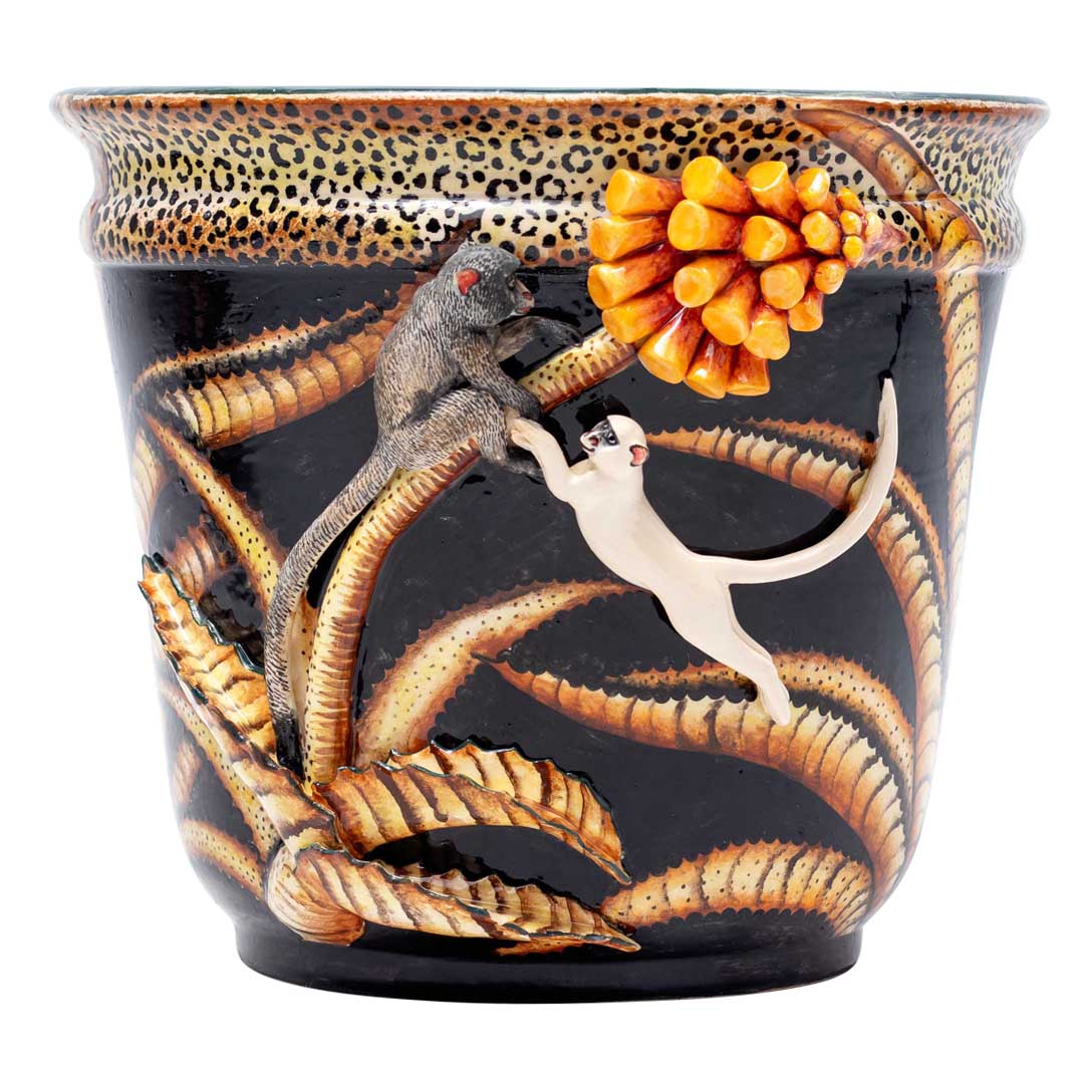 Monkeys & aloe plant planter